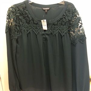 Forest Green Lace Express Top NWT